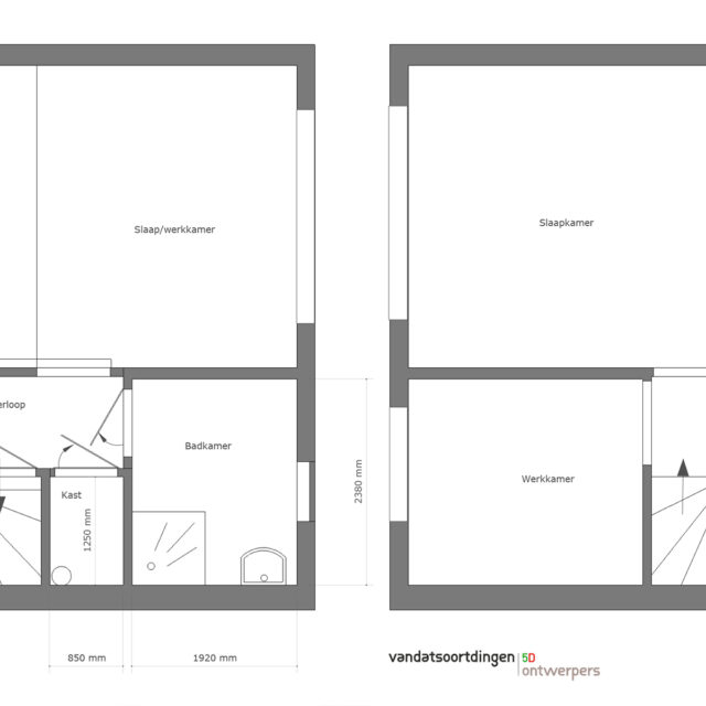 plattegrond badkamer voor en na de verbouwing