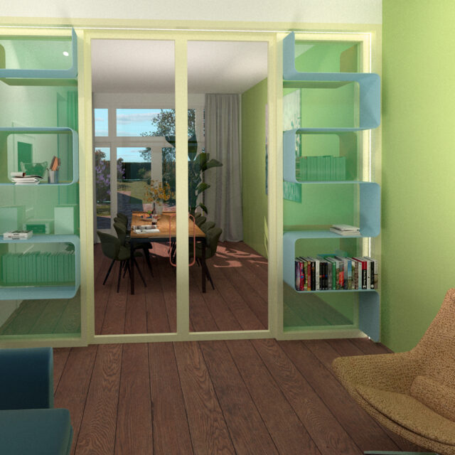 ontwerp kamer en suite in woonkamer-deel