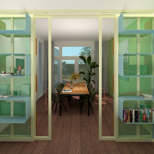 ontwerp kamer en suite vanuit woonkamer