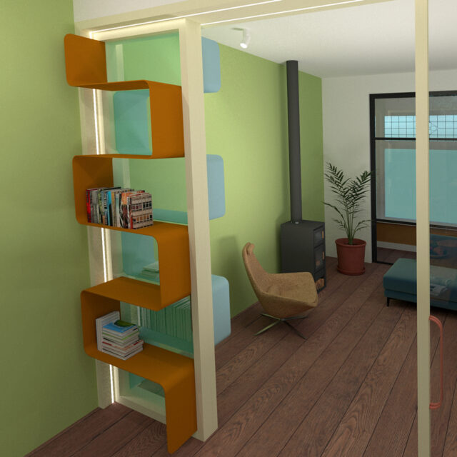 ontwerptekening/sfeerimpressie kamer en suite deel eetkamer